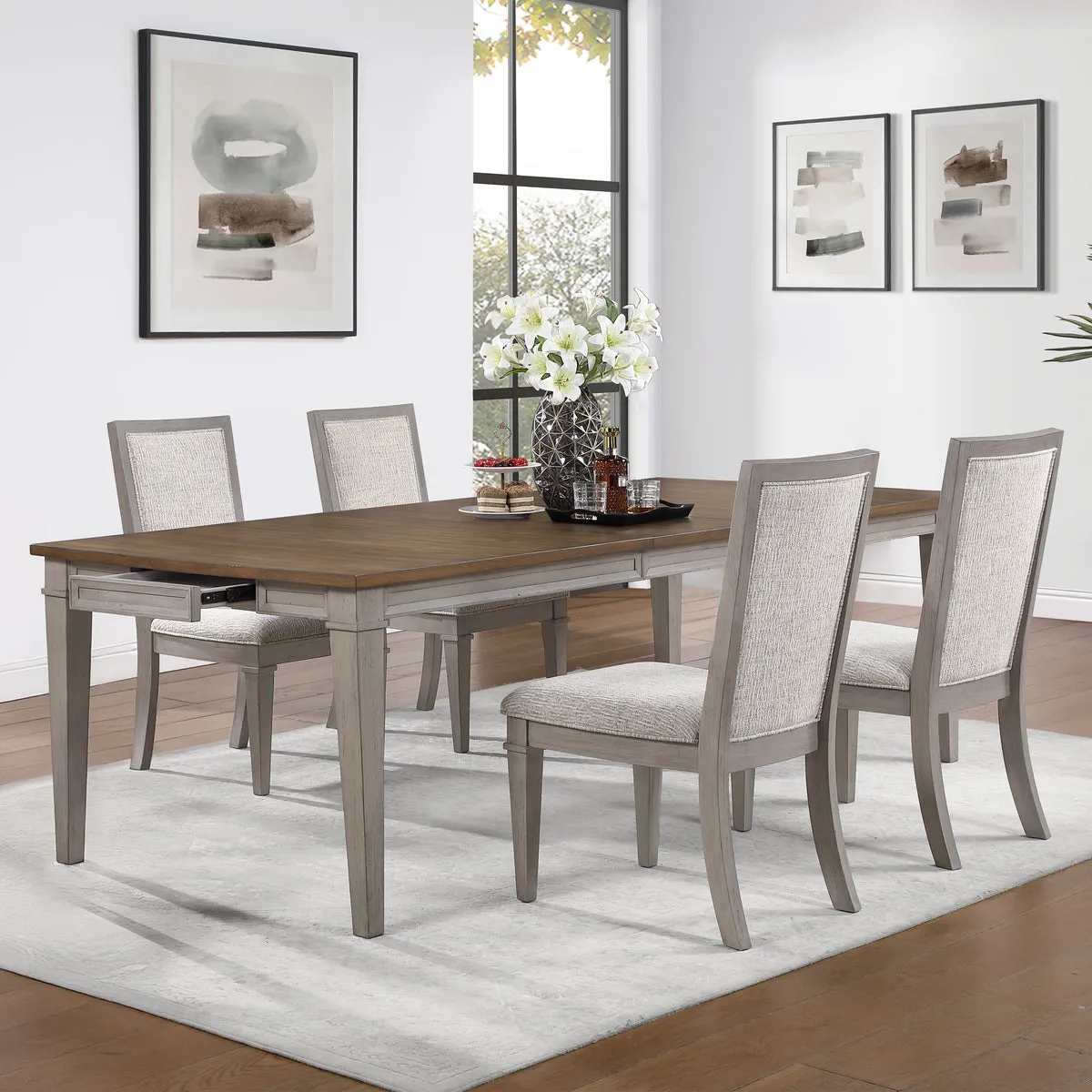 MARIANA RECTANGLE TABLE W/ 4 CHAIRS - CRÈME